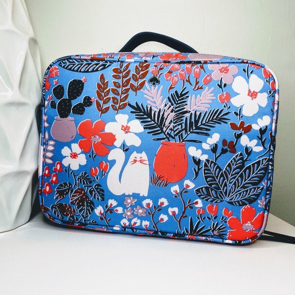 kate spade | Bags | Kate Spade Jae Garden Cat Travel Cosmetic Bag Blue |  Poshmark